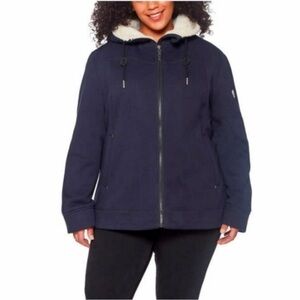 1 Madison Expedition women’s Navy knit fur full zip sweatshirt jacket XL